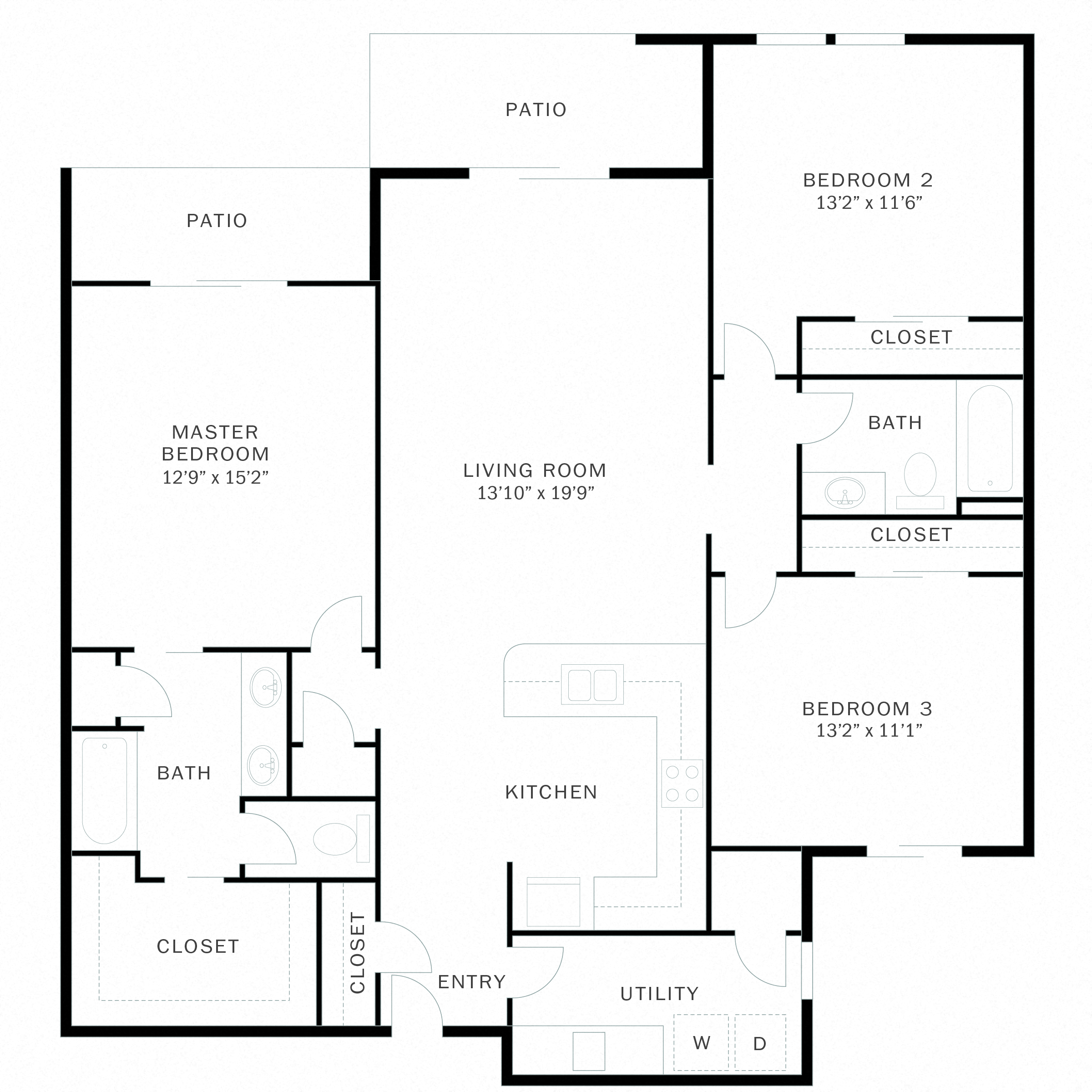 Floor plan layout diagram for 3B